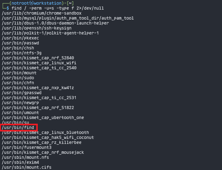 Enumerate all binaries with SUID permisssions